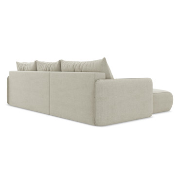 Sofa d'angle convertible Nanea Tissu Light beige 240x148x86