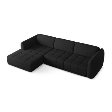 Sofa d'angle Hoku Chenille Black