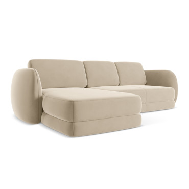 Sofa d'angle Kiana Velours Light beige