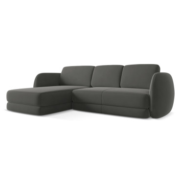 Sofa d'angle Kiana Velours Steel