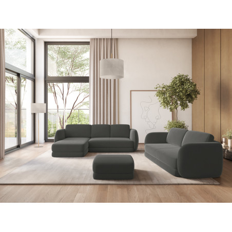 Sofa d'angle Kiana Velours Steel