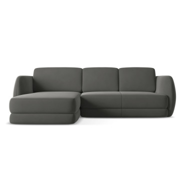 Sofa d'angle Kiana Velours Steel