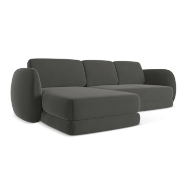 Sofa d'angle Kiana Velours Steel