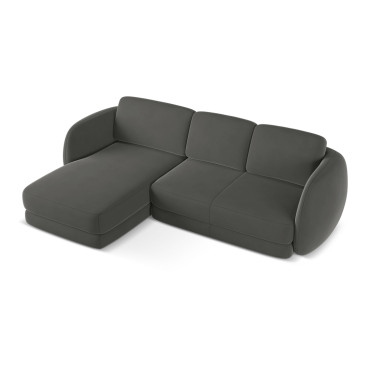 Sofa d'angle Kiana Velours Steel