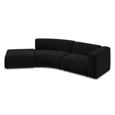 Sofa modulable ouvert 4 places Ekahi Velours Black