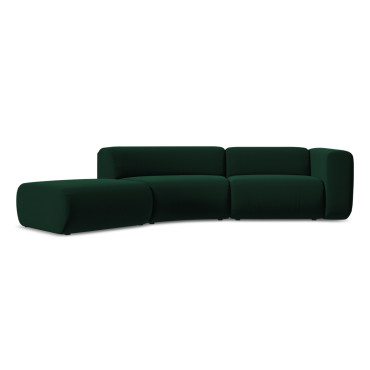 Sofa modulable ouvert 4 places Ekahi Velours Bottle green