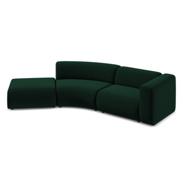 Sofa modulable ouvert 4 places Ekahi Velours Bottle green