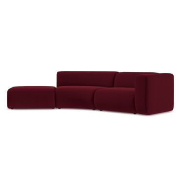 Sofa modulable ouvert 4 places Ekahi Velours Burgundy