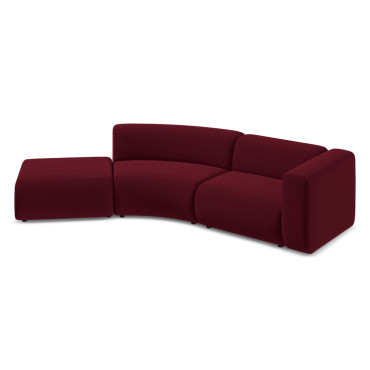 Sofa modulable ouvert 4 places Ekahi Velours Burgundy