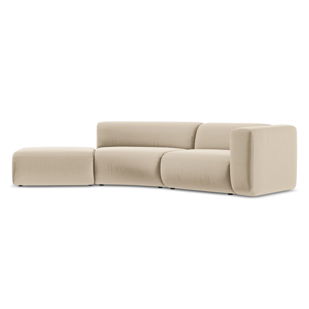 Sofa modulable ouvert 4 places Ekahi Velours Light beige