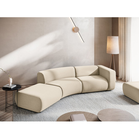 Sofa modulable ouvert 4 places Ekahi Velours Light beige