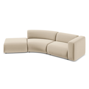 Sofa modulable ouvert 4 places Ekahi Velours Light beige