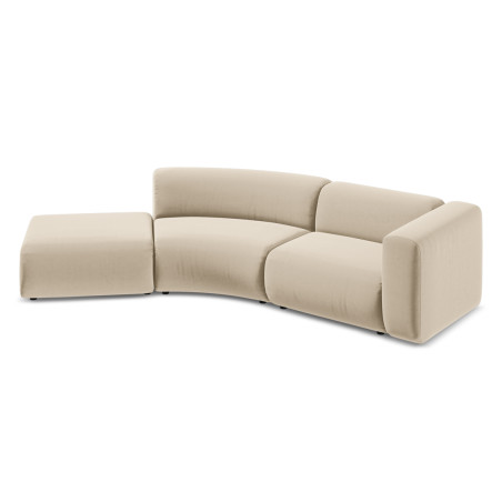 Sofa modulable ouvert 4 places Ekahi Velours Light beige