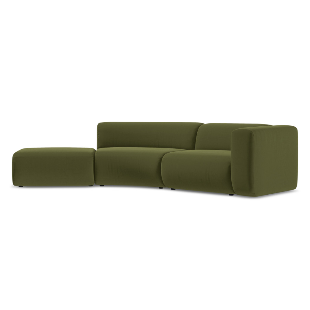 Sofa modulable ouvert 4 places Ekahi Velours Olive