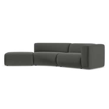 Sofa modulable ouvert 4 places Ekahi Velours Steel