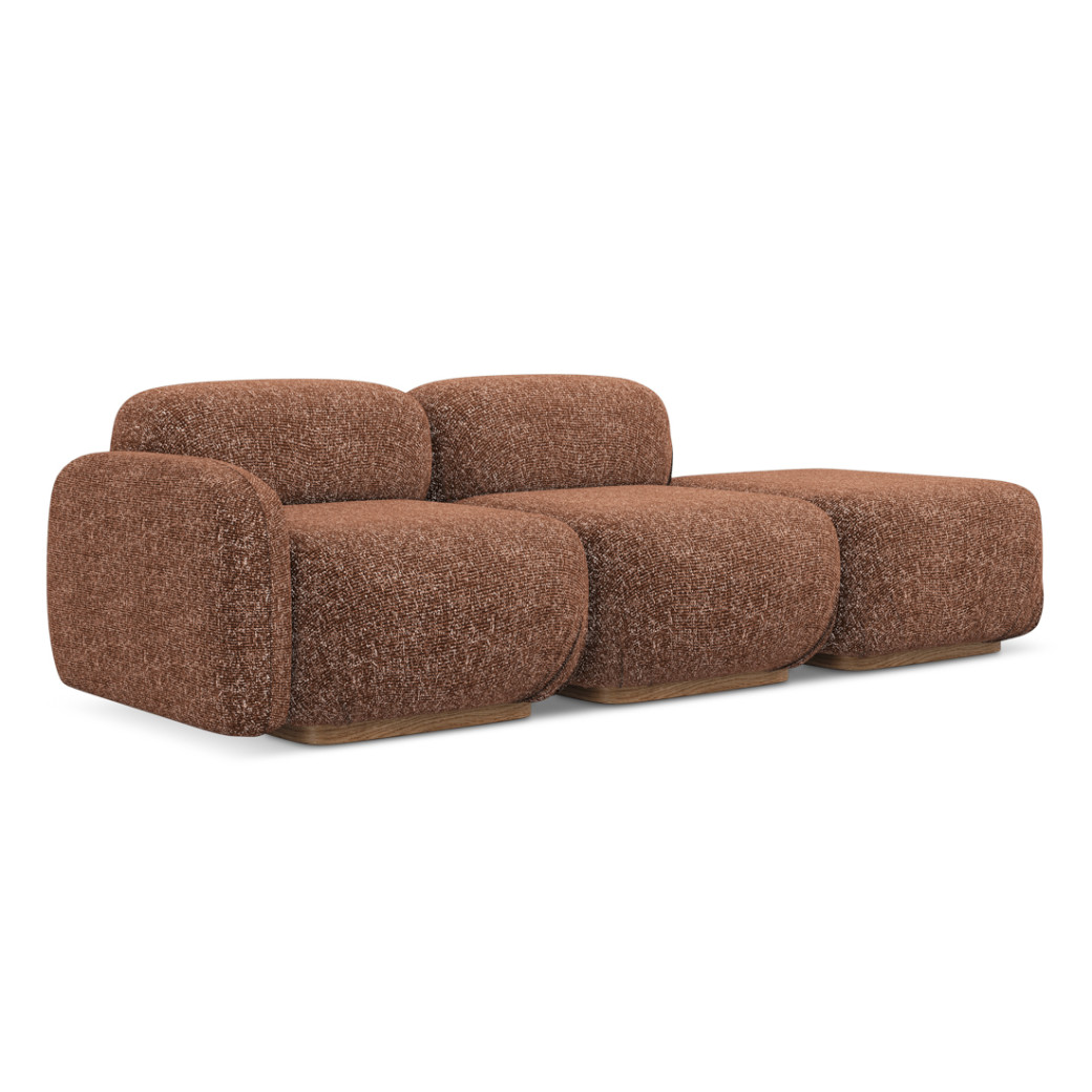 Sofa modulable ouvert Ailani Tissu Terracotta