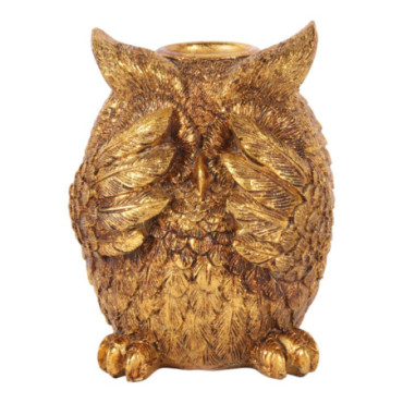 Bougeoir hibou voir résine 9cm