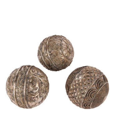 Boule déco Ø10 cm ASS/3 résine Argent