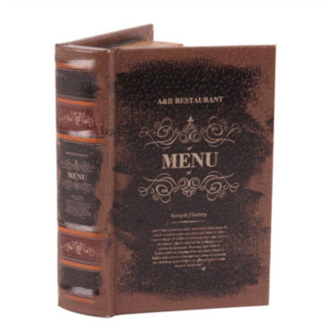 Livre Décoratif Boite 15 cm Menu Marron