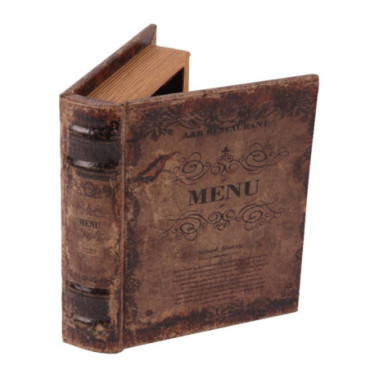 Livre Décoratif Boite 15 cm Menu Marron