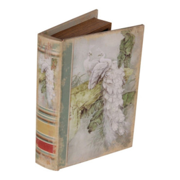 Livre Décoratif Boite 20cm Paon Vert