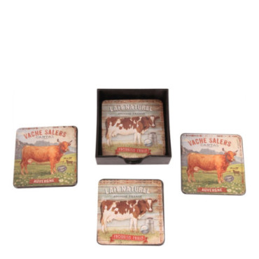 Sous-verres carré 11 cm Vache /3 ASS