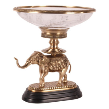 Bol Éléphant verre/cuivre 40 cm Doré