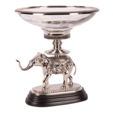 Bol Éléphant verre/cuivre 40 cm Argent