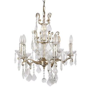 Lustre baroque 55 cm 6 lampes Argent