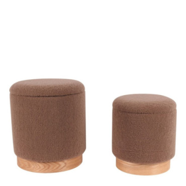 Pouf avec range x2 piètement bois