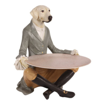 Figurine Chien avec plateau en résine 28,5 cm