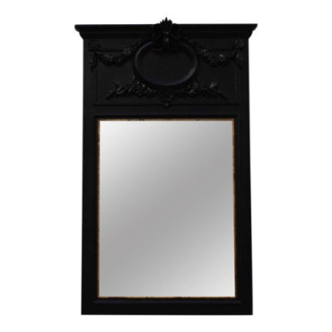 Miroir mural en bois h. 102 cm Noir