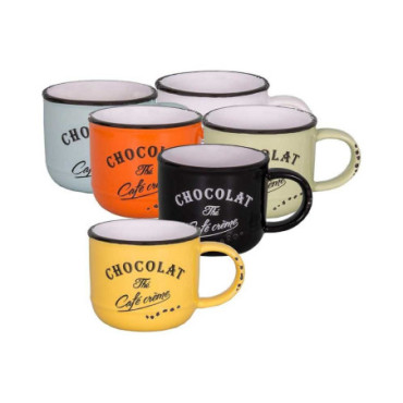 Ensemble de 6 tasses Chocolat-Thé-Café crème