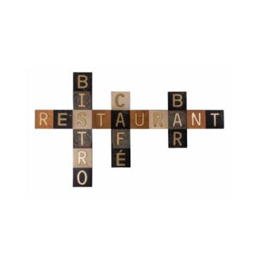 Plaque Lettres Restaurant-Café-Bistro-Bar 100 x 60 cm