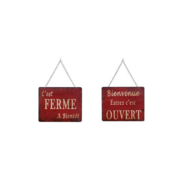 Plaque OUVERT-FERME rouge