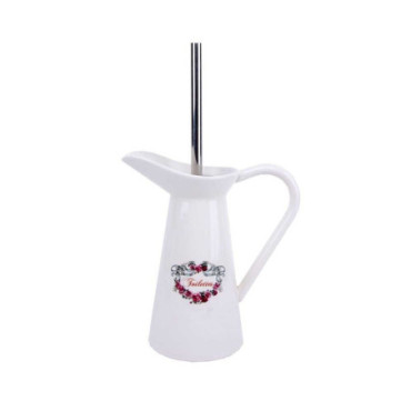 Broc avec brosse toilette coeur ruban roses