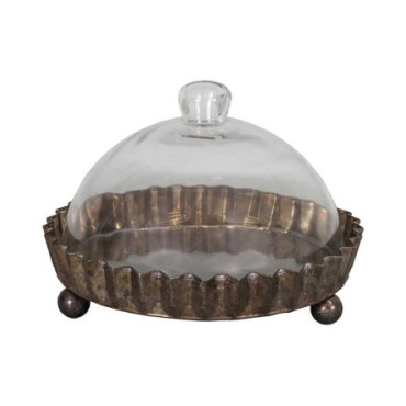 Cloche verre avec plateau zinc