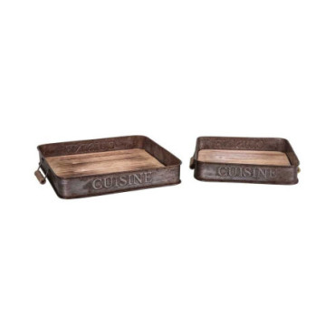 Plateaux zinc et bois cuisine x2