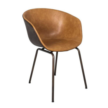 Fauteuil bicolore skai caramel / arrière chocolat