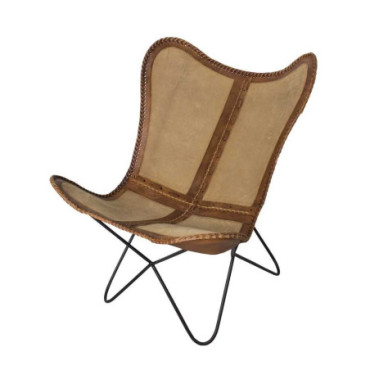 Fauteuil Butterfly avec cuir et tissus tressé