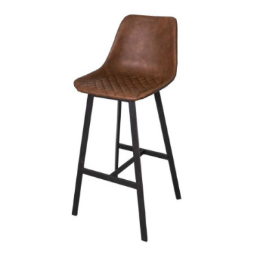 Fauteuil de bar bicolore skai capitonné noisette / arrière chocolat