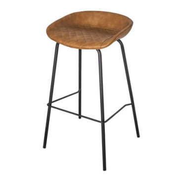 Tabouret de bar capitonné skai caramel