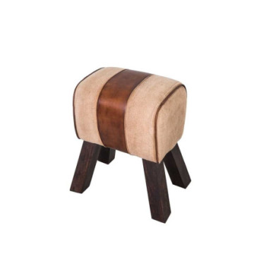 Tabouret tissus + cuir cheval d'arçons