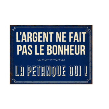 Plaque Bonheur pétanque 21 x 15 cm