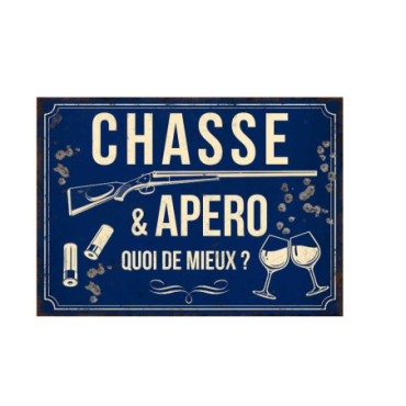 Plaque Chasse et apéro 21 x 15 cm