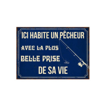 Plaque Ici habite un pêcheur 21 x 15 cm