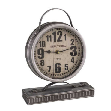 Pendule sur pied industrielle couleur zinc New york diam 19.5 cm