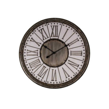 Pendule zinc avec cartouches blanc diam 79.5 cm