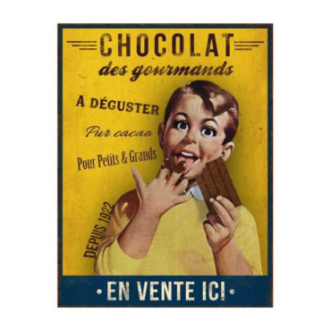 Grande plaque métal Chocolat 50 x 38 cm