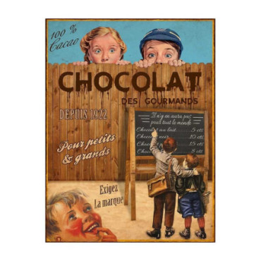 Grande plaque métal Chocolat tableau noir 50 x 38 cm